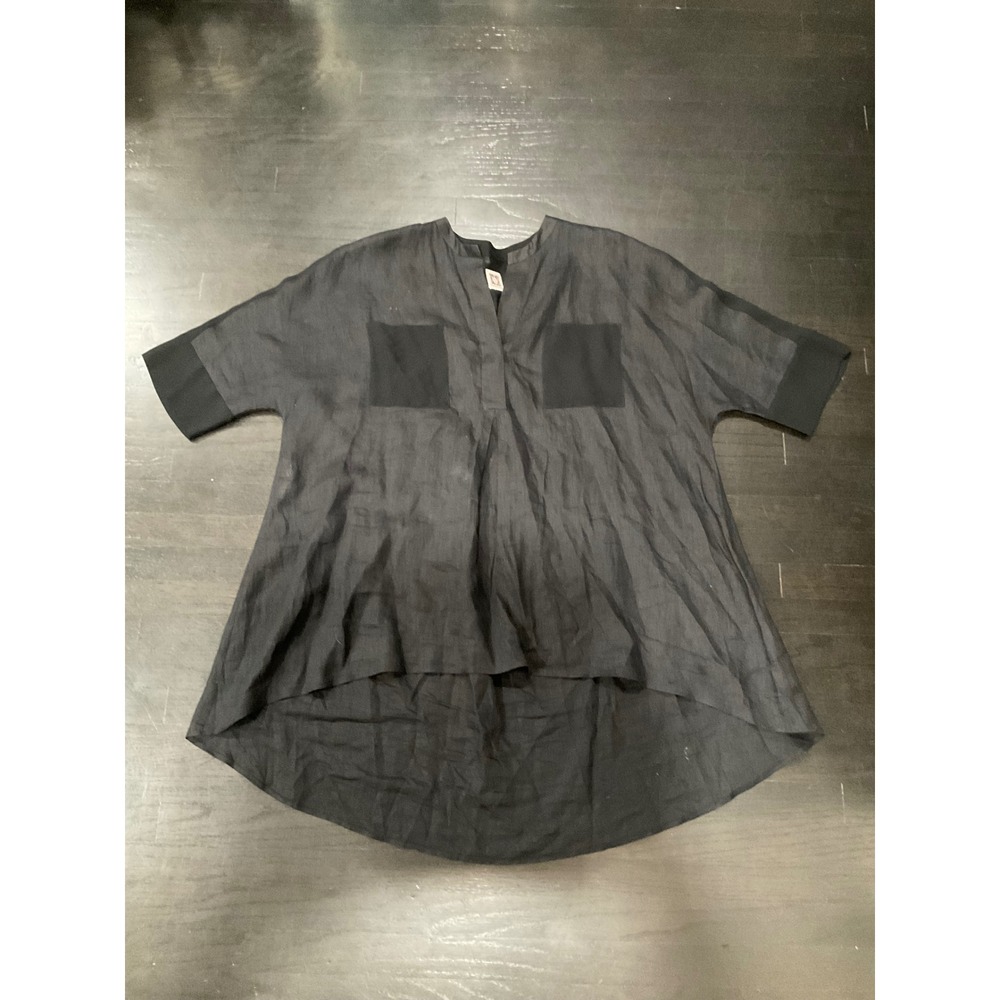 ANNE KLEIN FRONT POCKET HIGH LOW TUNIC IN BLACK